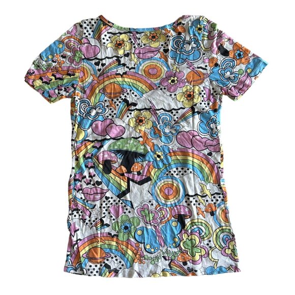 Multicolored Doodle V-Neck Tee T-Shirt ASO Alex Russo - Picture 4 of 8